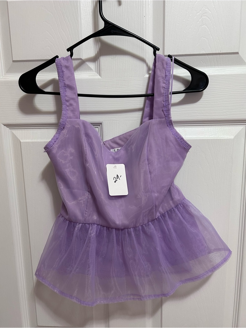 Lilac Organza Peplum Tank Top